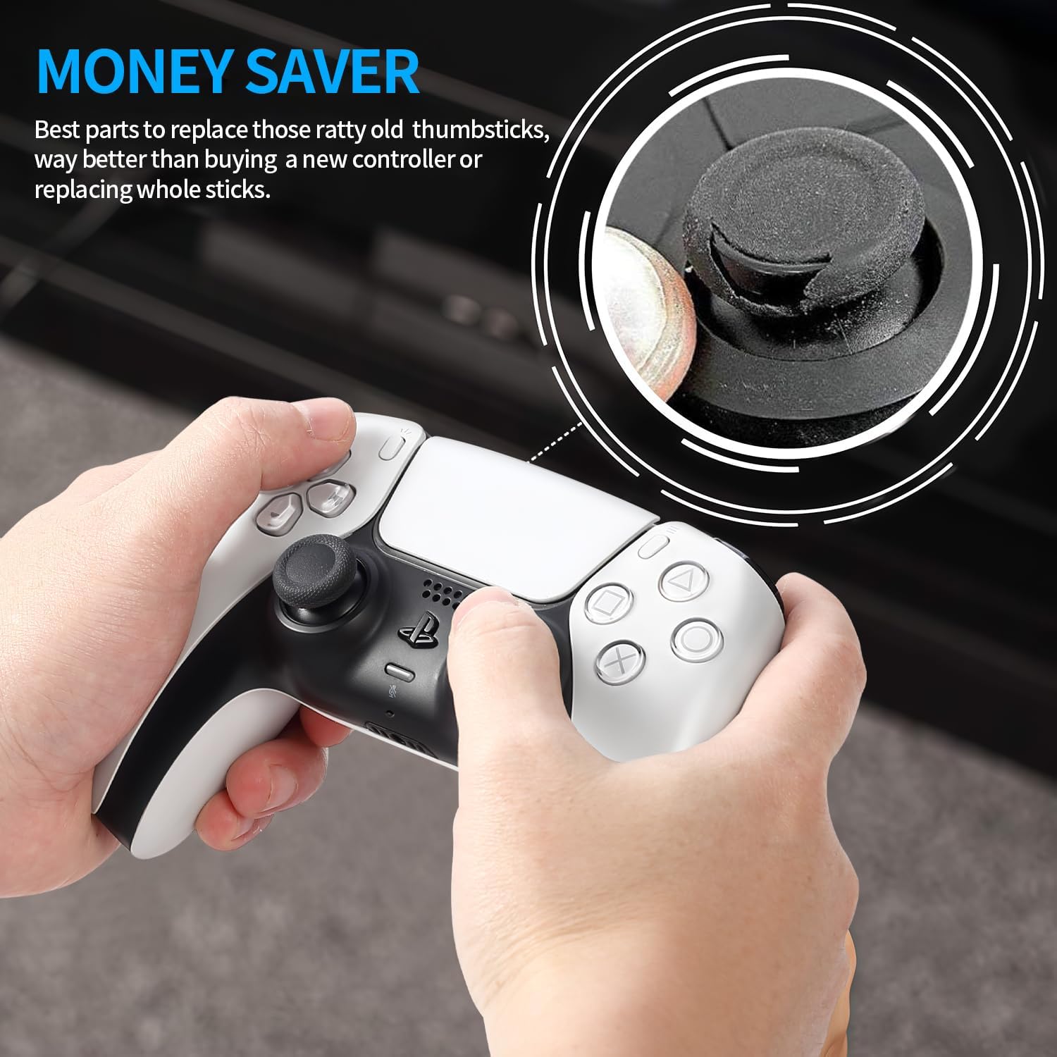 Detalle 2 de 10 Pcs Joystick Replacement Grip Caps for PS4 PS5 Controllers