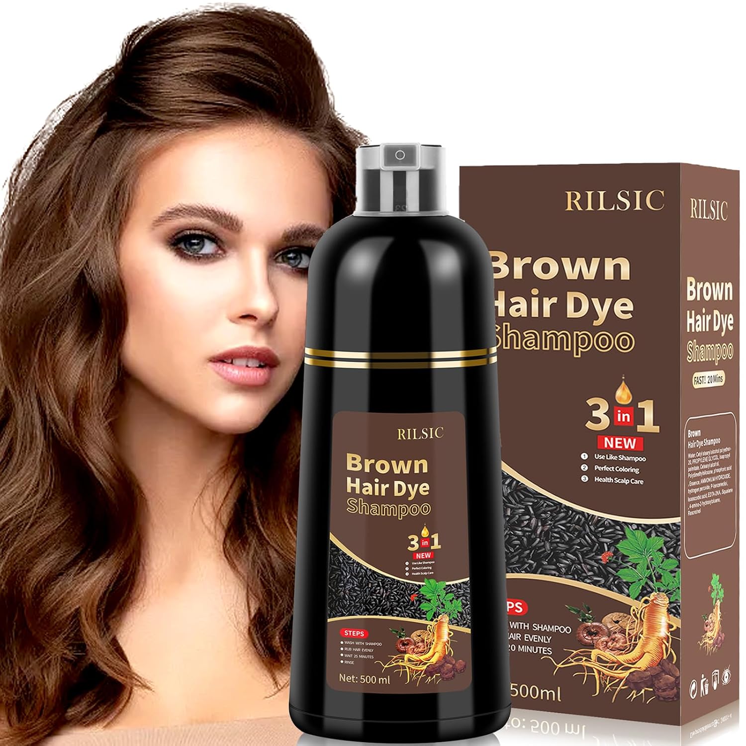 Thumbnail 6 de 500ML Haarfarbe Schwarz 3in1 Haarfärbeshampoo