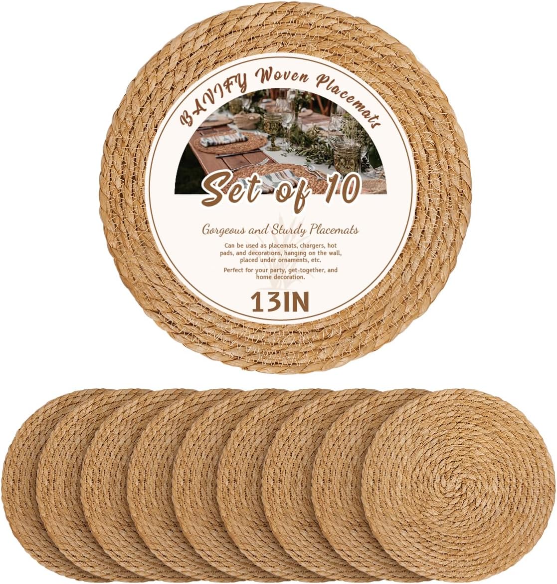 13 in Round Woven Placemats Set of 10