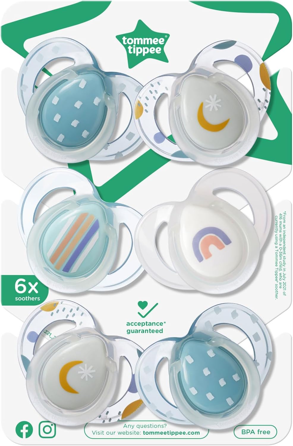 Thumbnail 6 de Tommee Tippee Nighttime Soothers (6–18m), 6-pack – glow-in-the-dark BPA-free orthodontic dummies