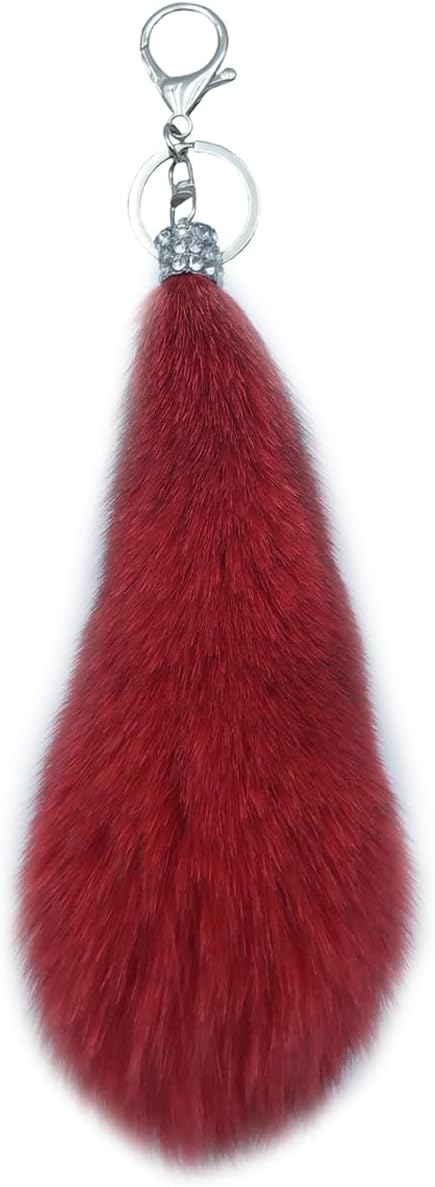 Detalle 2 de Xsclpomddy Fuchsschwanz Schlüsselanhänger – Mini Pom Pom mit Glitzer-Kristallstrass und Flauschfuchs