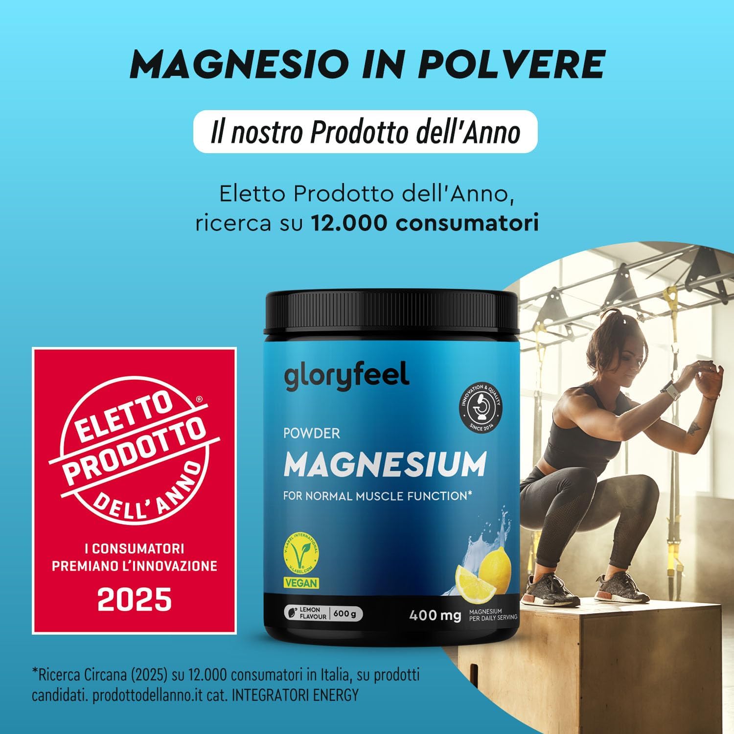 Detalle de Magnesio Completo in Polvere 600g – Tri-Magnesio Dicitrato, Bisglicinato e Malato al Limone