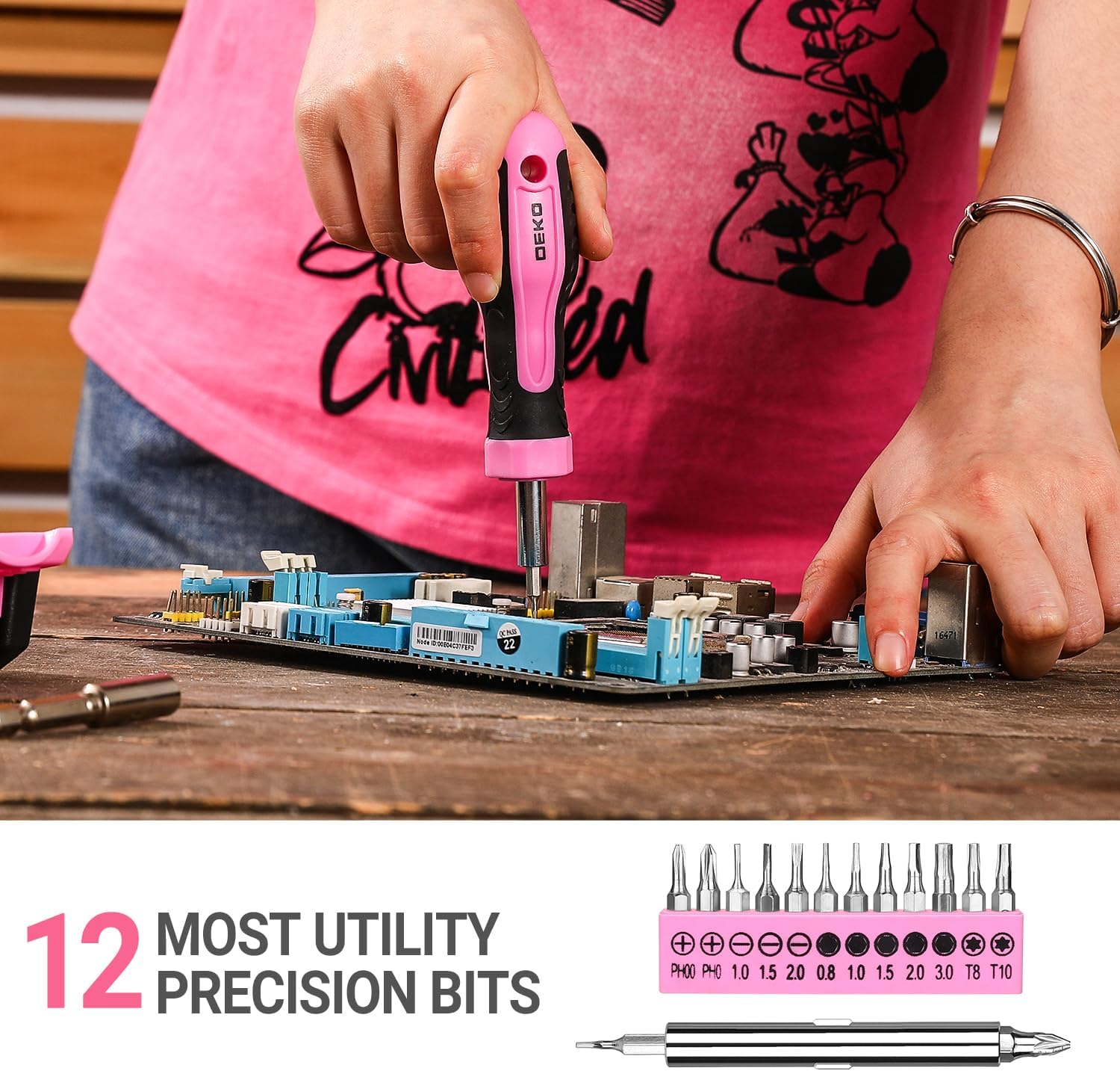 Thumbnail 4 de DEKO Kit di attrezzi Rosa 42 pezzi: valigetta pratica per fai-da-te femminile