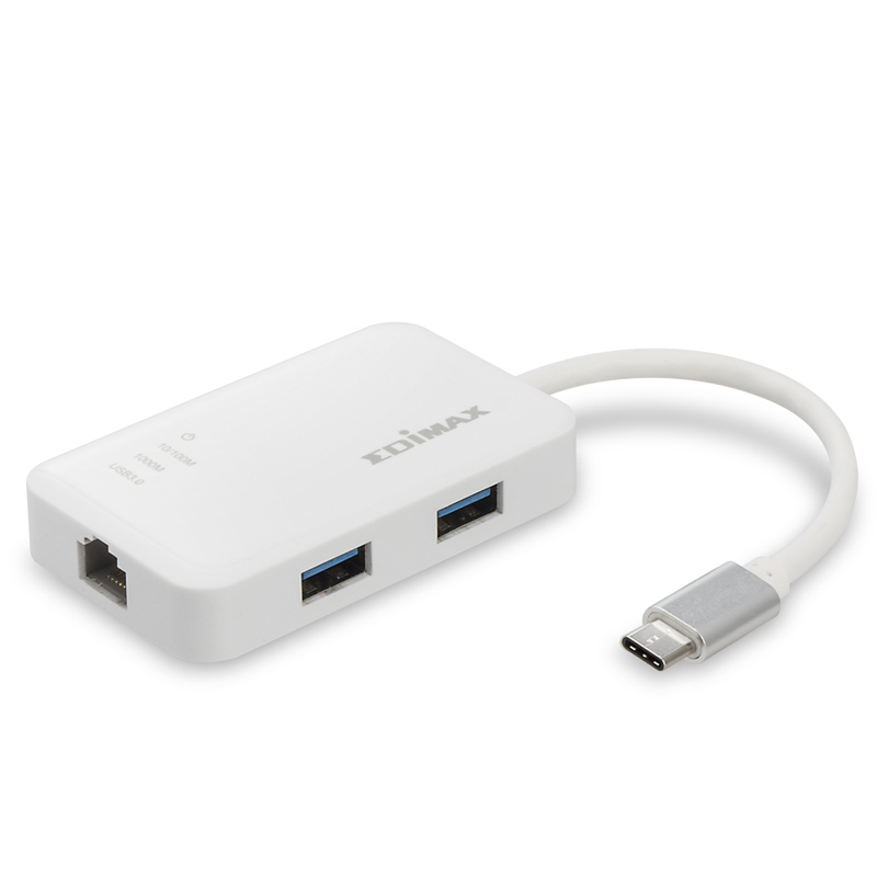 Detalle de Edimax EU-4308: Adaptador USB‑C con 3× USB 3.0 y Ethernet Gigabit