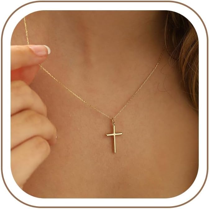Thumbnail 6 de TINGN Kreuzkette Damen 14K Gold Vergoldet – Elegante Choker-Kette mit Kreuzanhänger, 45,7 cm + 5,1 cm verstellbar