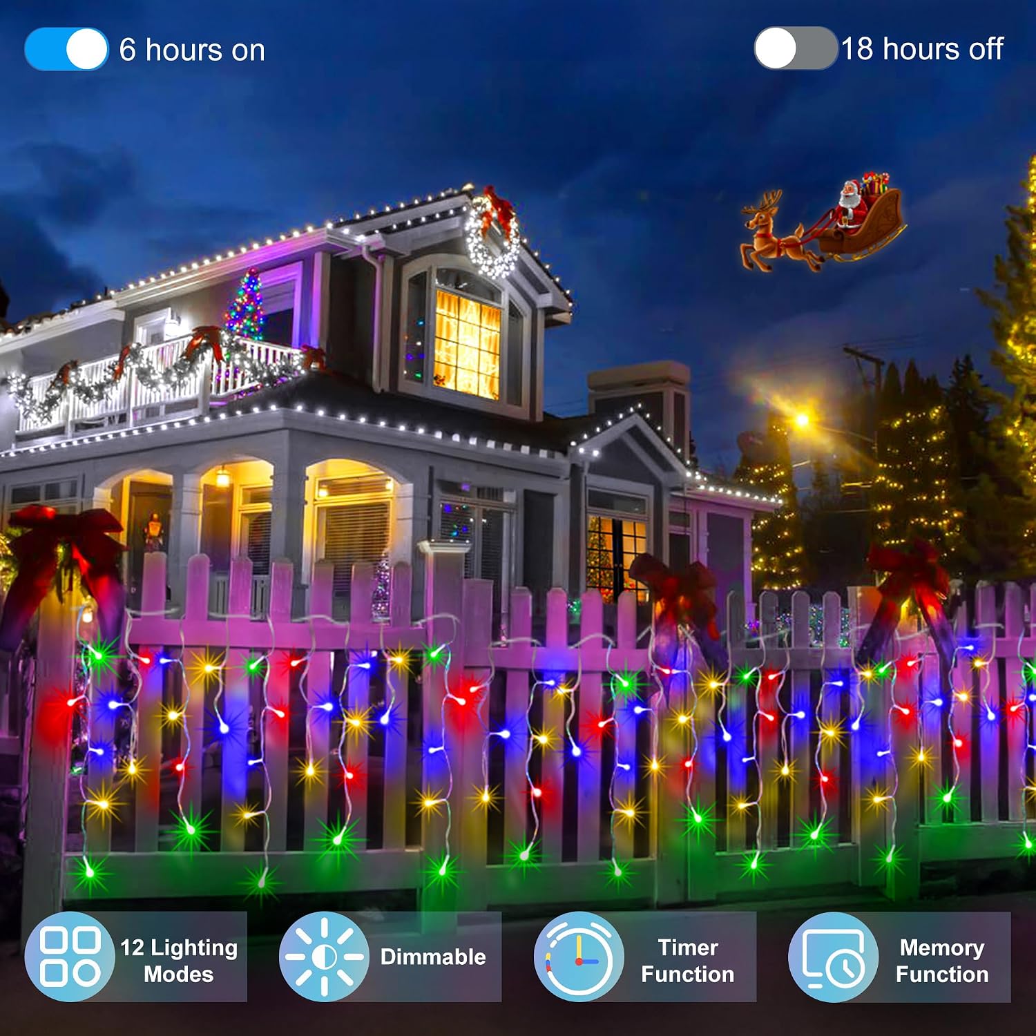 Thumbnail 1 de BPAZVUH UNI-1620L Multicolour Icicle Lights, 164 ft, 1,620 LEDs