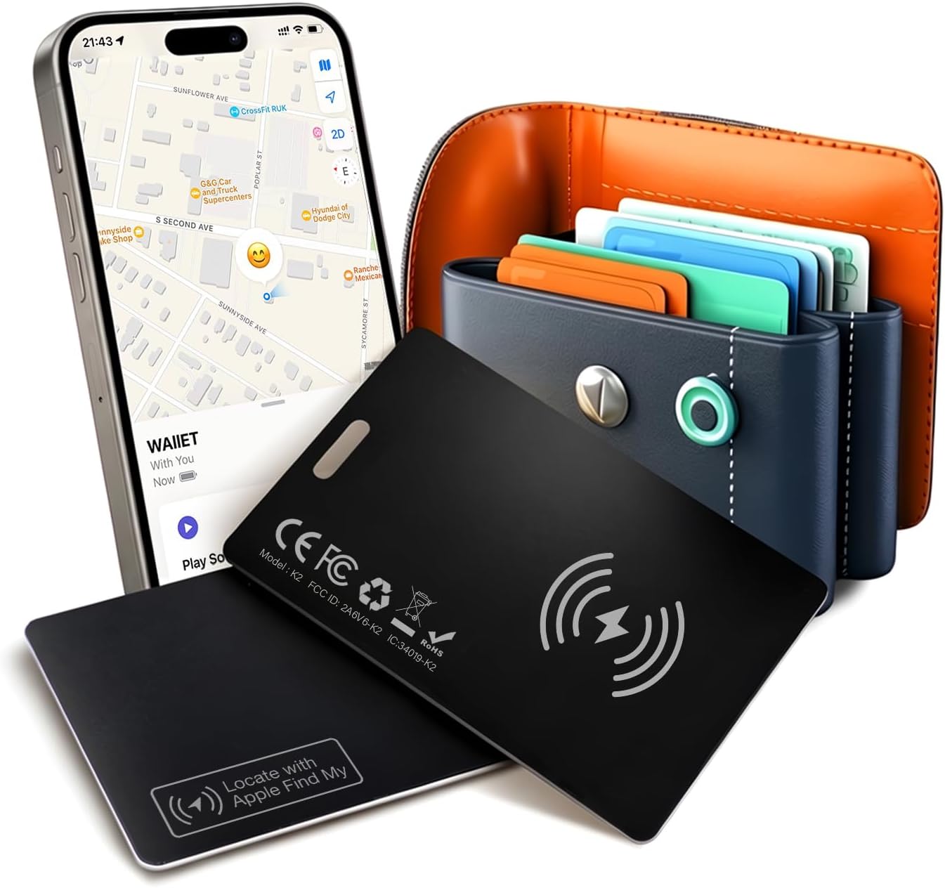 Detalle de 2 Pack Apple MFi Certified Wallet Tracker Card (1.7mm) for Find My – IP68 Waterproof & Slim