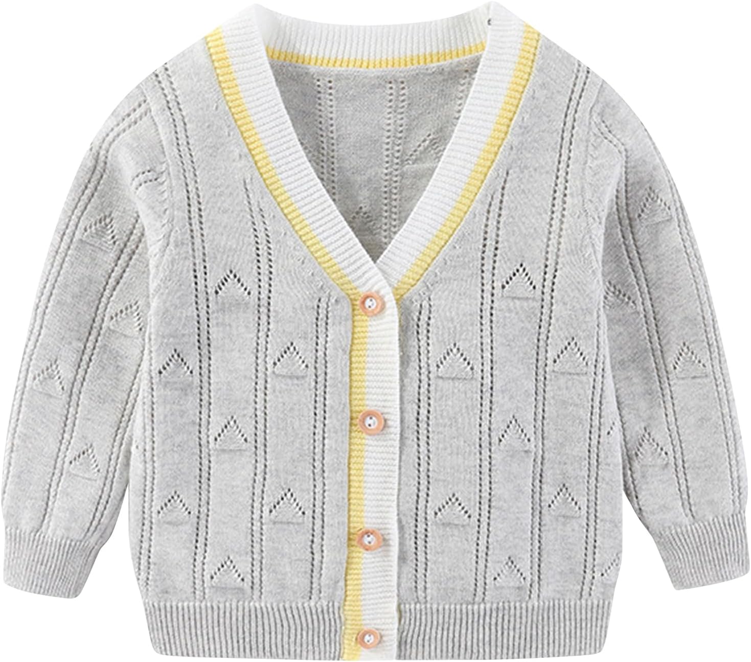 Fnaobai Toddler Boys Cardigan Sweater: Soft Cotton Knit with V-Neck and Windproof Cuffs