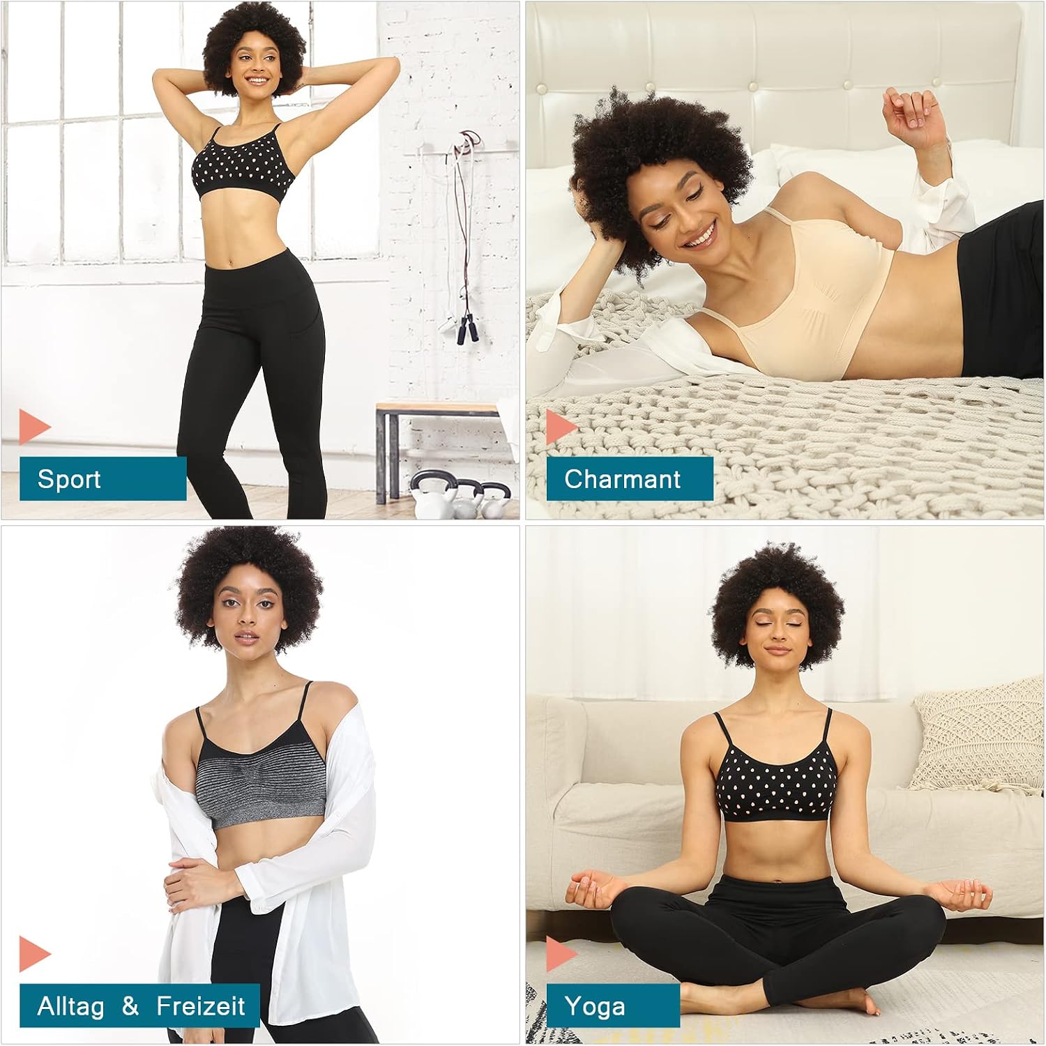 Detalle de Vertvie Damen Yoga-BH ohne Bügel mit herausnehmbaren Push-up-Polstern (2er/3er Pack)