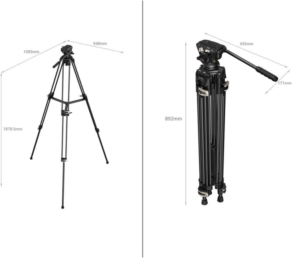 Thumbnail 2 de SMALLRIG Videostativ 73 Zoll (186 cm) Heavy Duty Tripod mit 360°-Fluidkopf und Dual-Schnellwechselplatte – 3751B