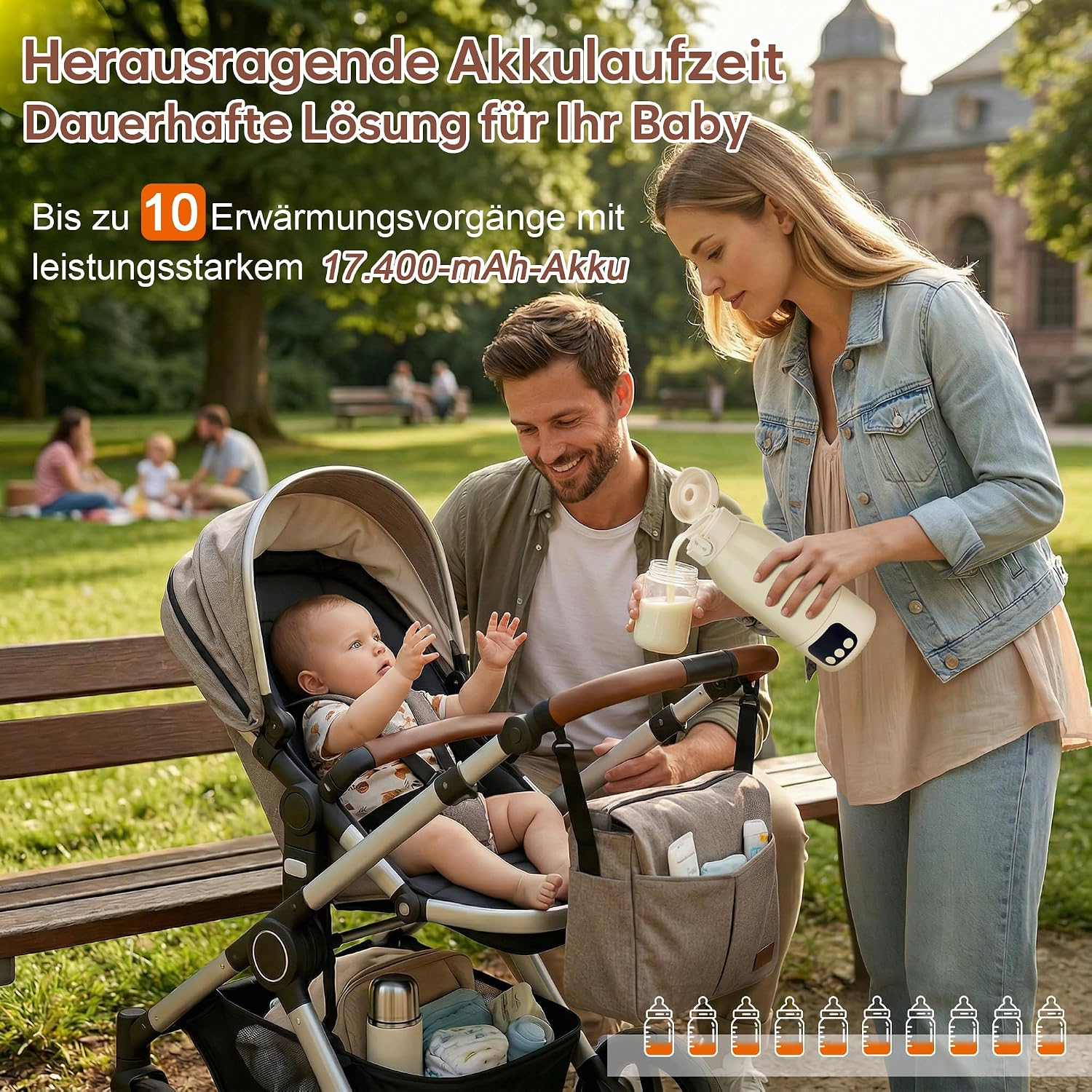 Detalle de DOXCJQME Baby Flaschenwärmer Unterwegs – 3-Minuten-Heizung, 500 ml Kapazität, USB-C Laden