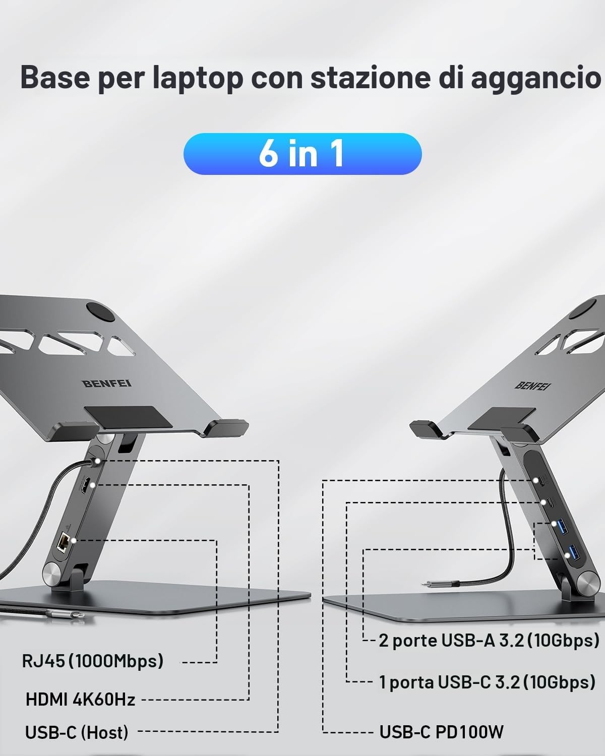Thumbnail 1 de BENFEI docking USB-C 6in1 laptop 100W