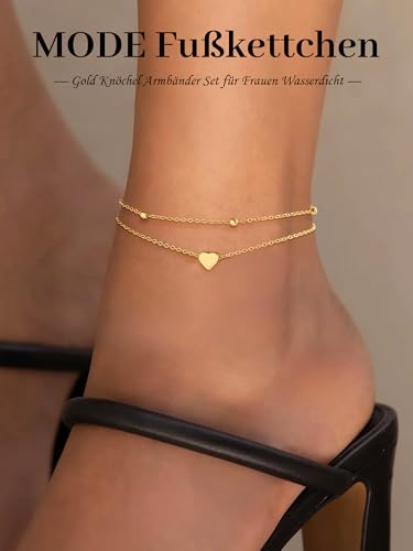 Detalle de ZOERAY Fußkettchen für Damen Gold & Silber – Verstellbar, wasserdicht und vielseitig