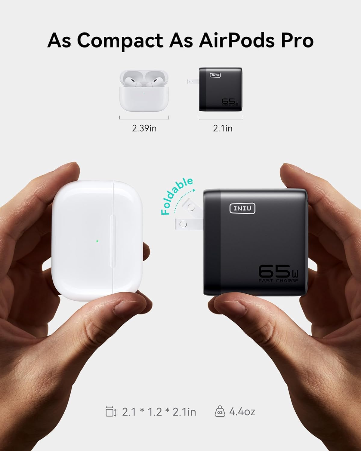 Detalle 2 de INIU 65W USB C Charger Block with 3 Ports