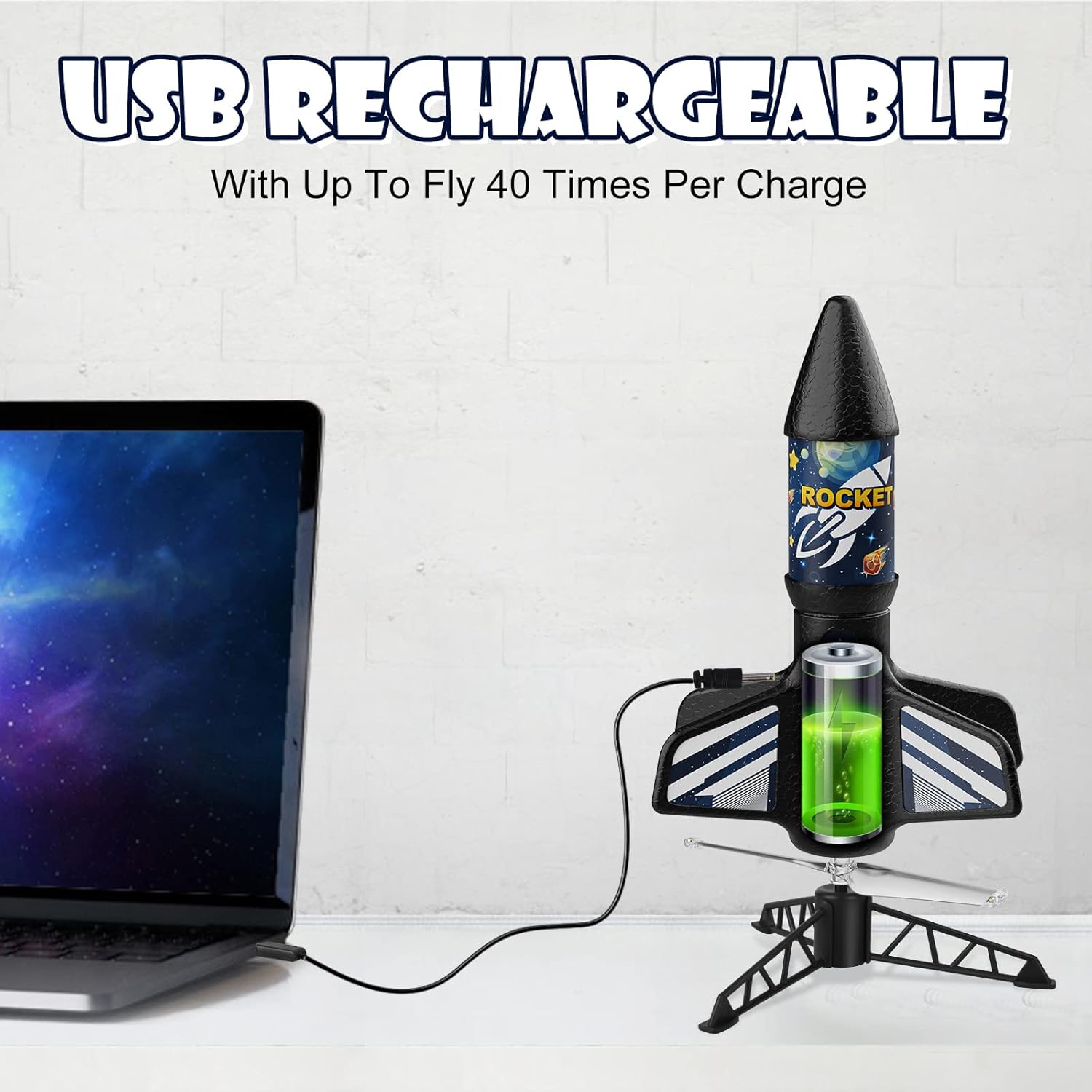 Thumbnail 4 de Mafbeanl Kids Rocket Launcher (Self-Launching Motorized Air Rocket Toy) with LED Night Launch & Parachute Landing