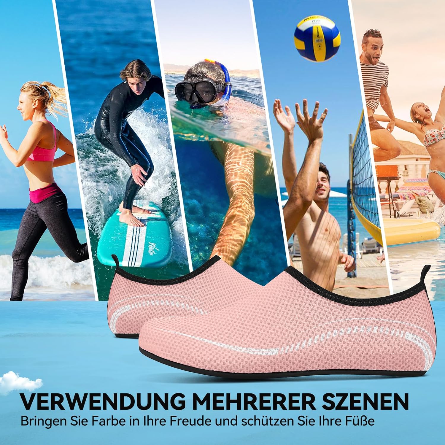 Detalle 2 de BARFULKER Badeschuhe Unisex – Schnelltrocknende Aquaschuhe mit rutschfester Sohle