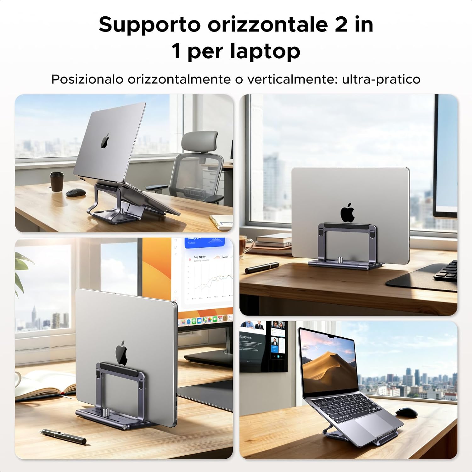 Thumbnail 1 de UGREEN Supporto Verticale Orizzontale 2-in-1 per Laptop: Stand Regolabile eSalvaspazio