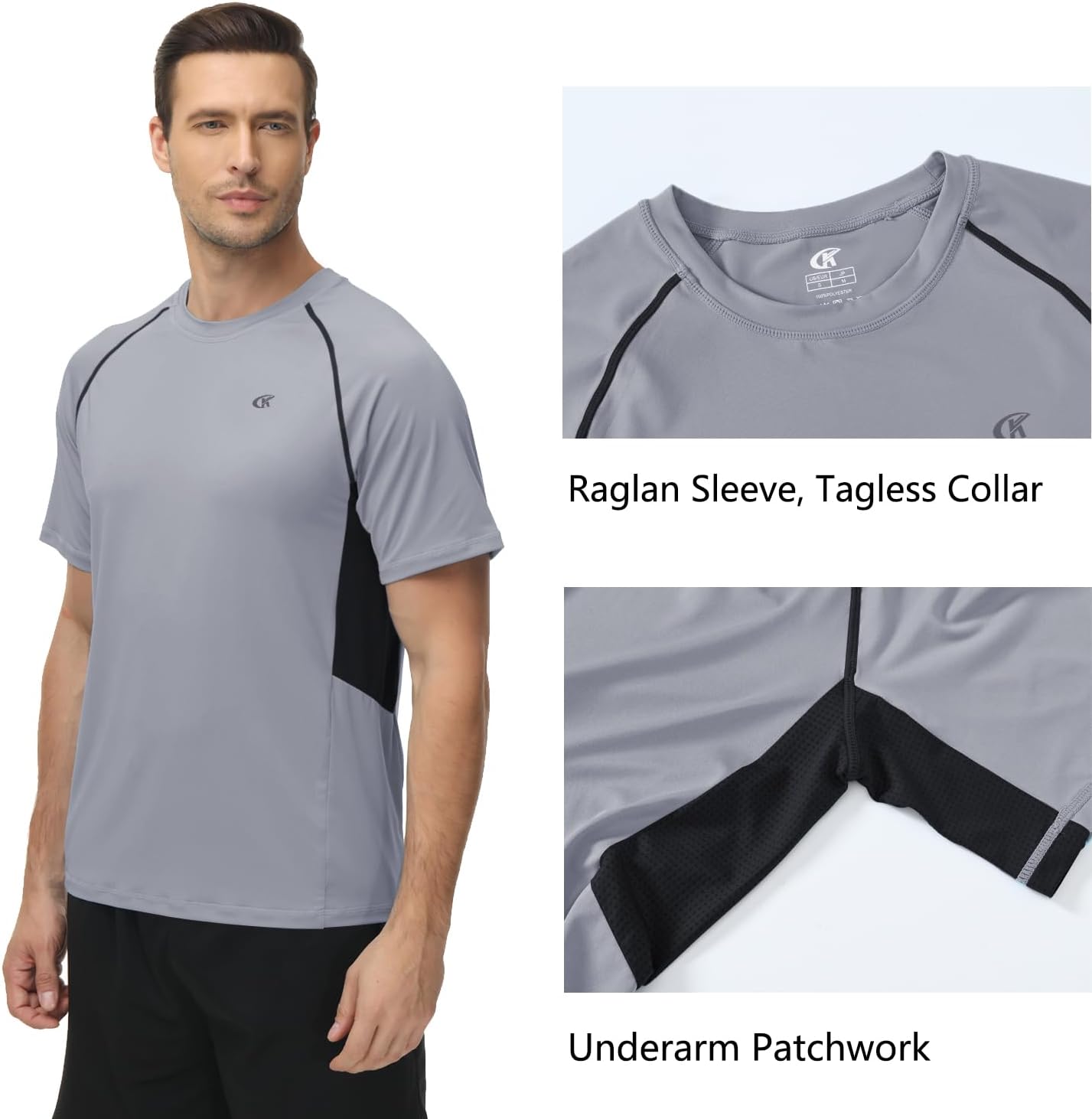 Detalle de Huayuzh Herren UV-Rashguard-Shirt – Schnelltrocknendes Schwimm- und Surftop mit 4-Wege-Stretch