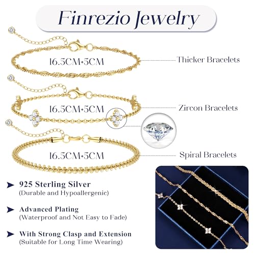 Thumbnail 4 de Finrezio 3 Pcs Gold Bracelet Set for Women – Layered Stackable Jewellery