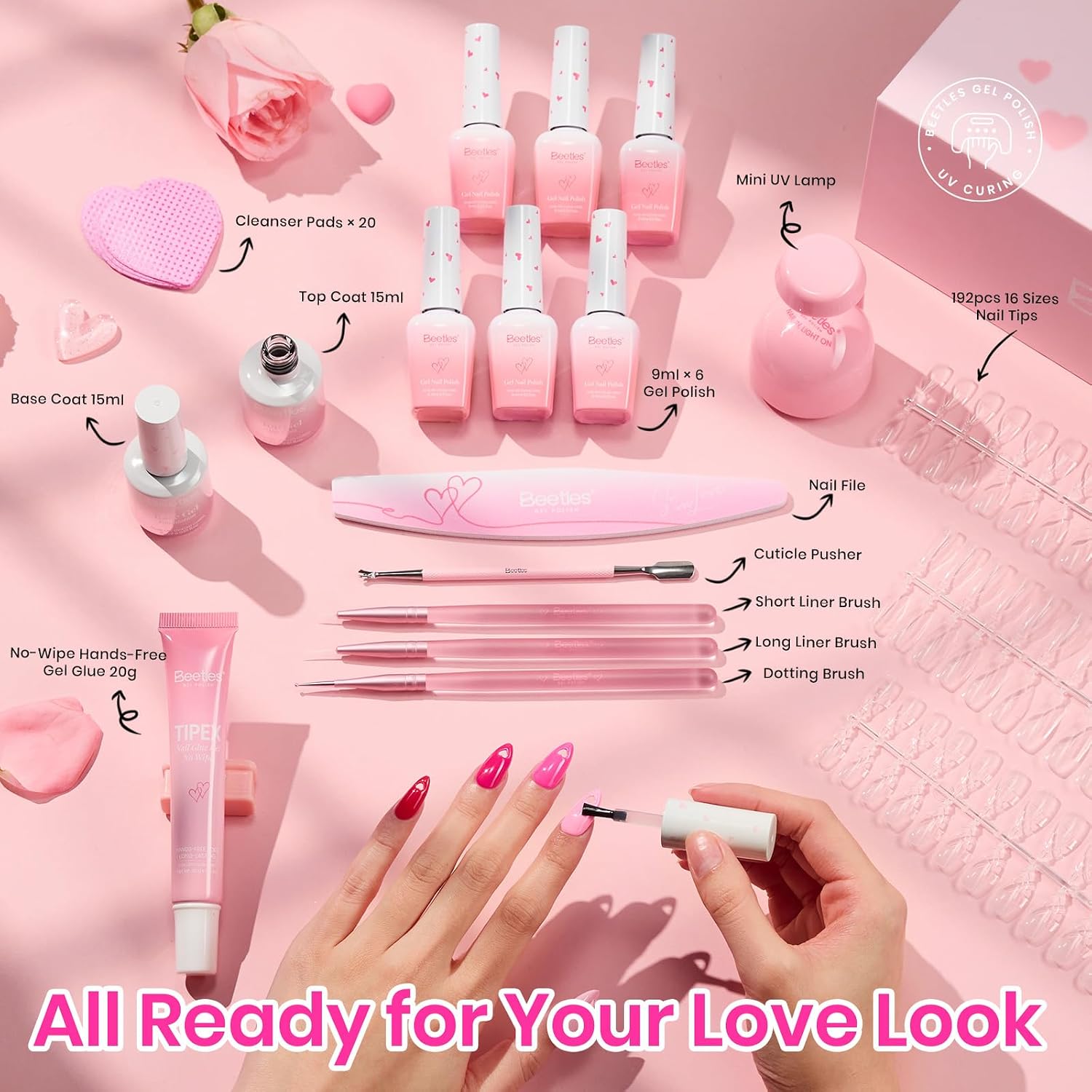 Detalle 2 de Beetles Tipex Lite 192pcs Nail Tips ๐