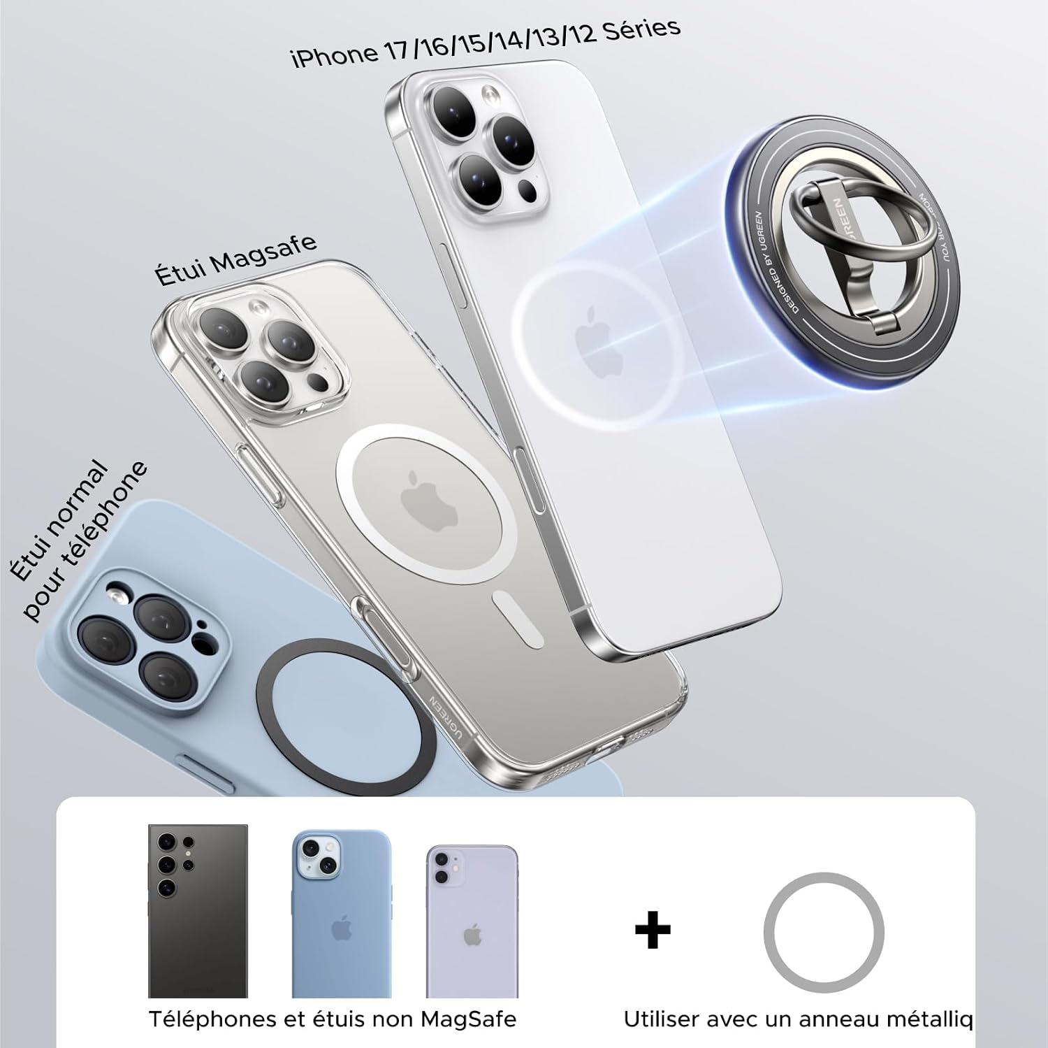 Thumbnail 6 de UGREEN Anneau MagSafe double face 360° pour iPhone 17 Pro Max