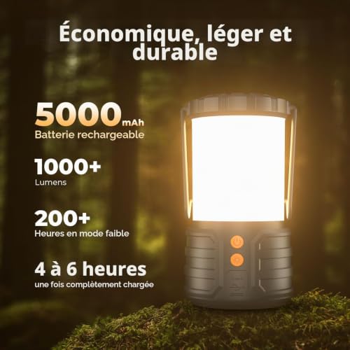 Thumbnail 2 de PopoIron, lot de 2 lanternes LED rechargeables 1 000 lm, 3 couleurs