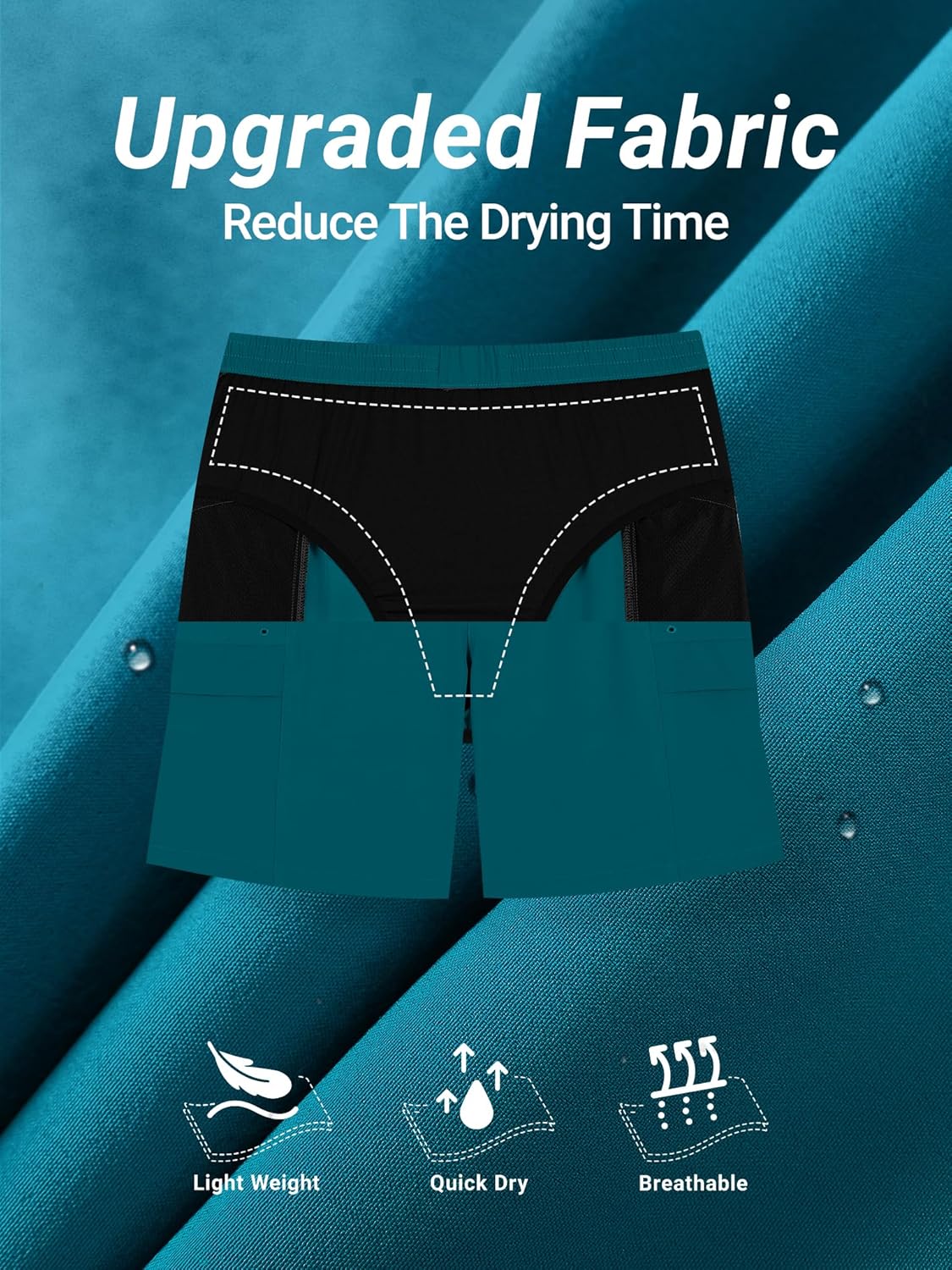 Detalle de Arcweg Men’s Long Swim Shorts with Zip Pockets