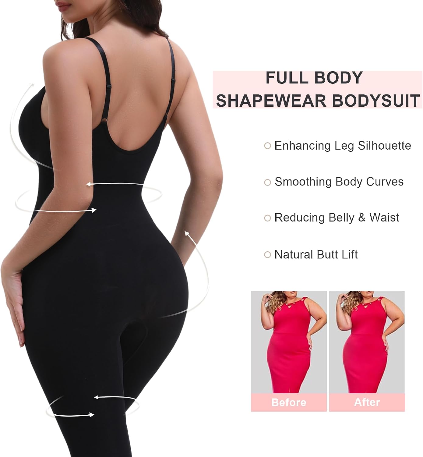 Detalle de SHAPERX Hourglass Anti-Cellulite Compression Leggings Shapewear (Full-Body, Breathable, No-Roll-Down)