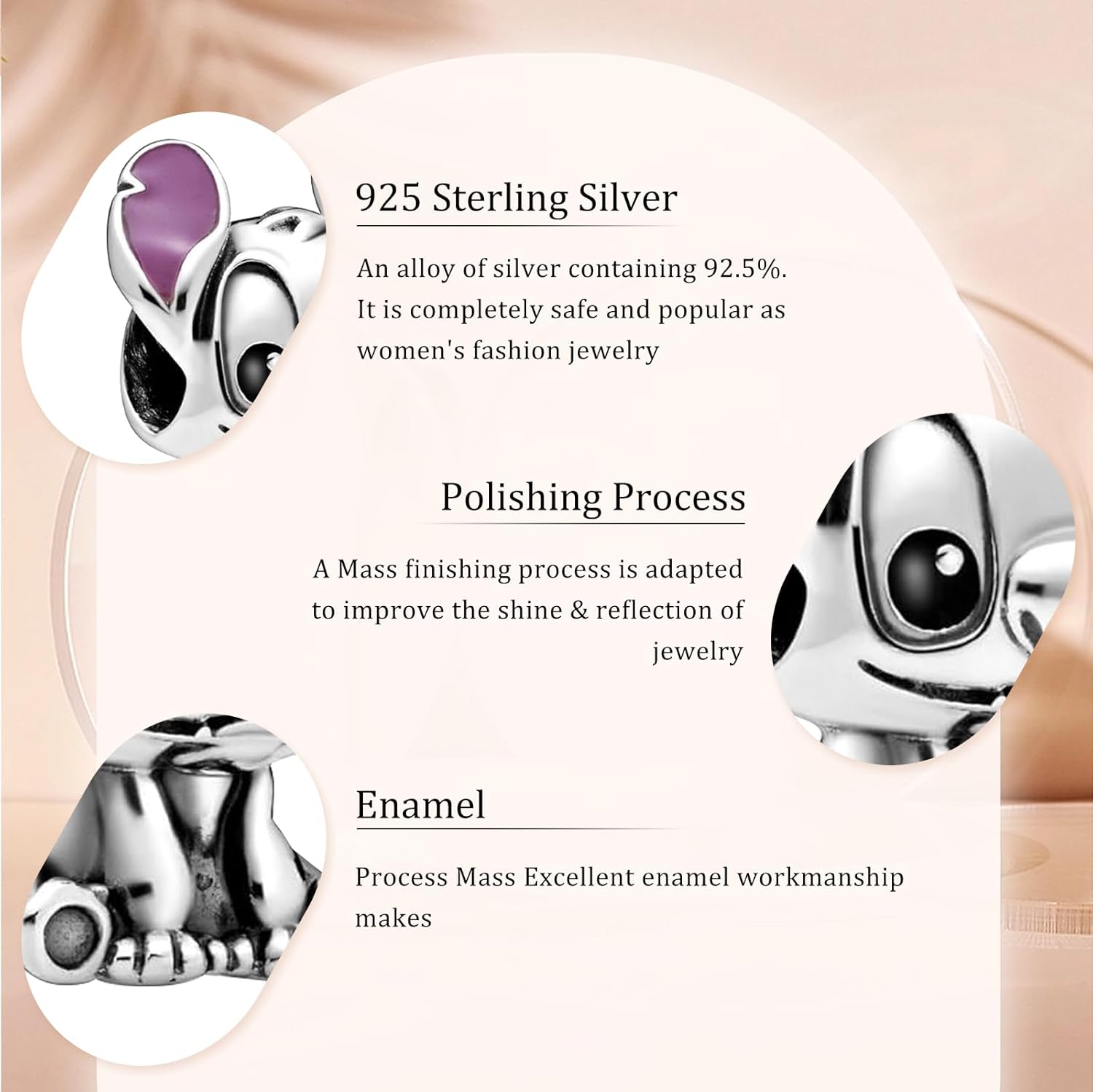 Detalle 2 de HAEPIAR charm de plata de ley S925 con motivo de perrito (para pulsera o collar)