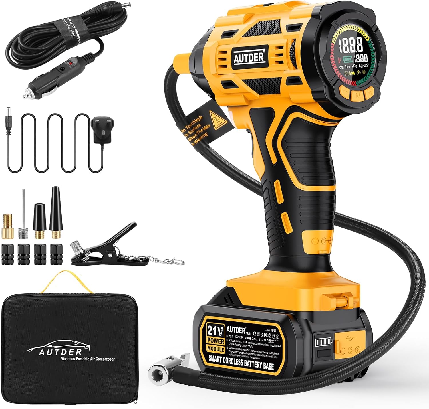 Detalle de AUTDER Cordless Tyre Inflator 21V 180 PSI