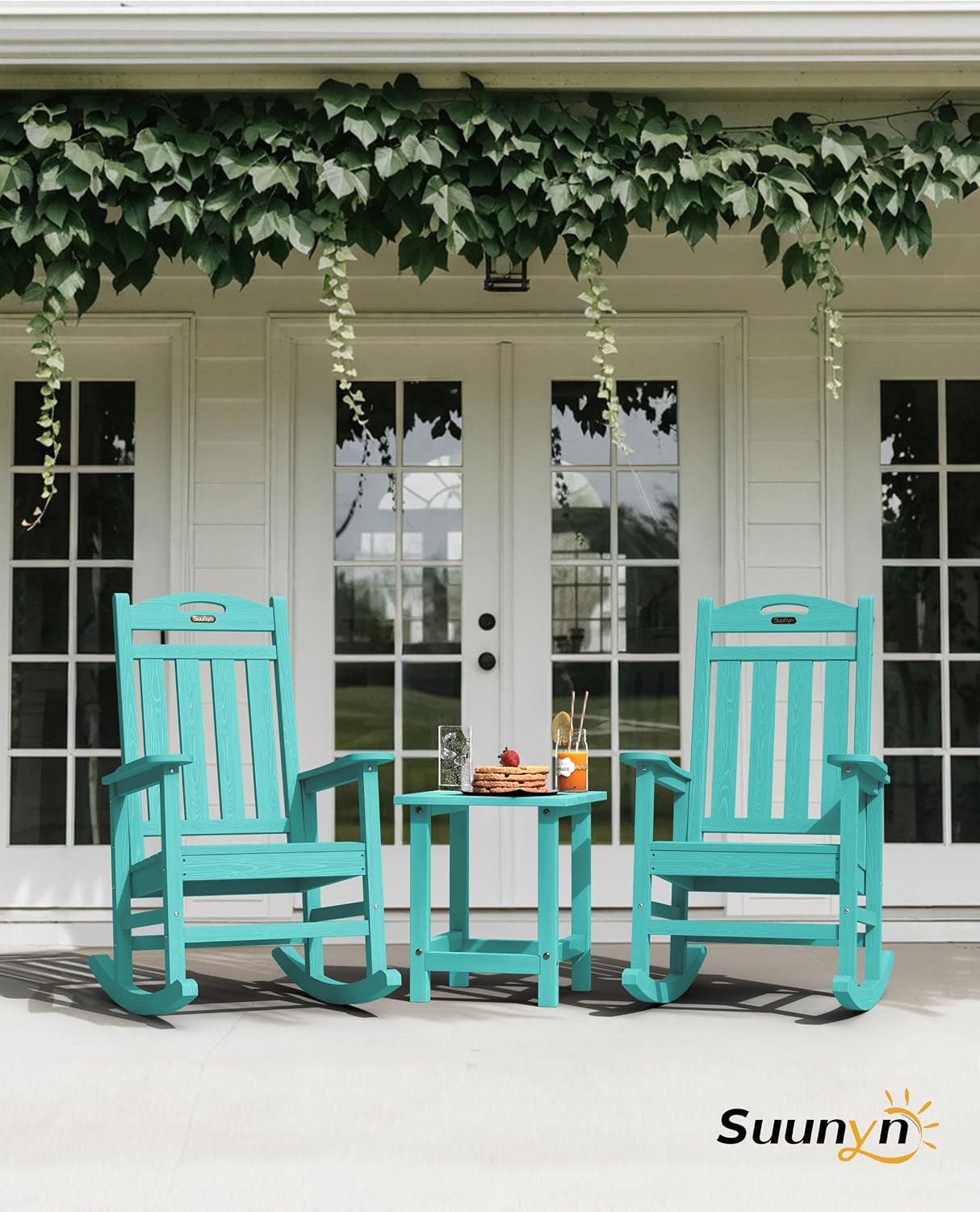 Detalle 2 de SUUNYN HDPE Patio Rocking Chair Set of 2, Oversized All-Weather