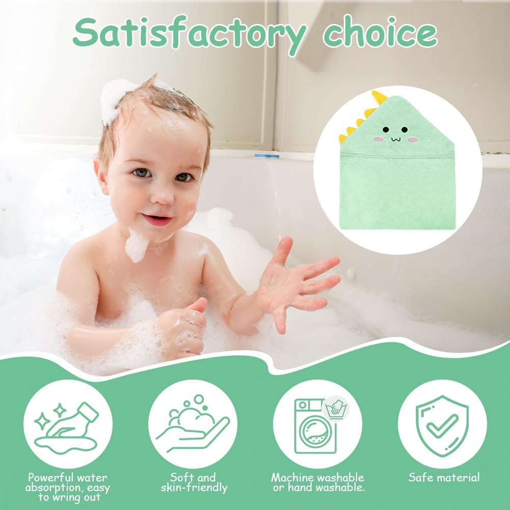 Thumbnail 3 de Aolso accappatoio neonato 80x80 cm con cappuccio in pile di corallo – dinosauro