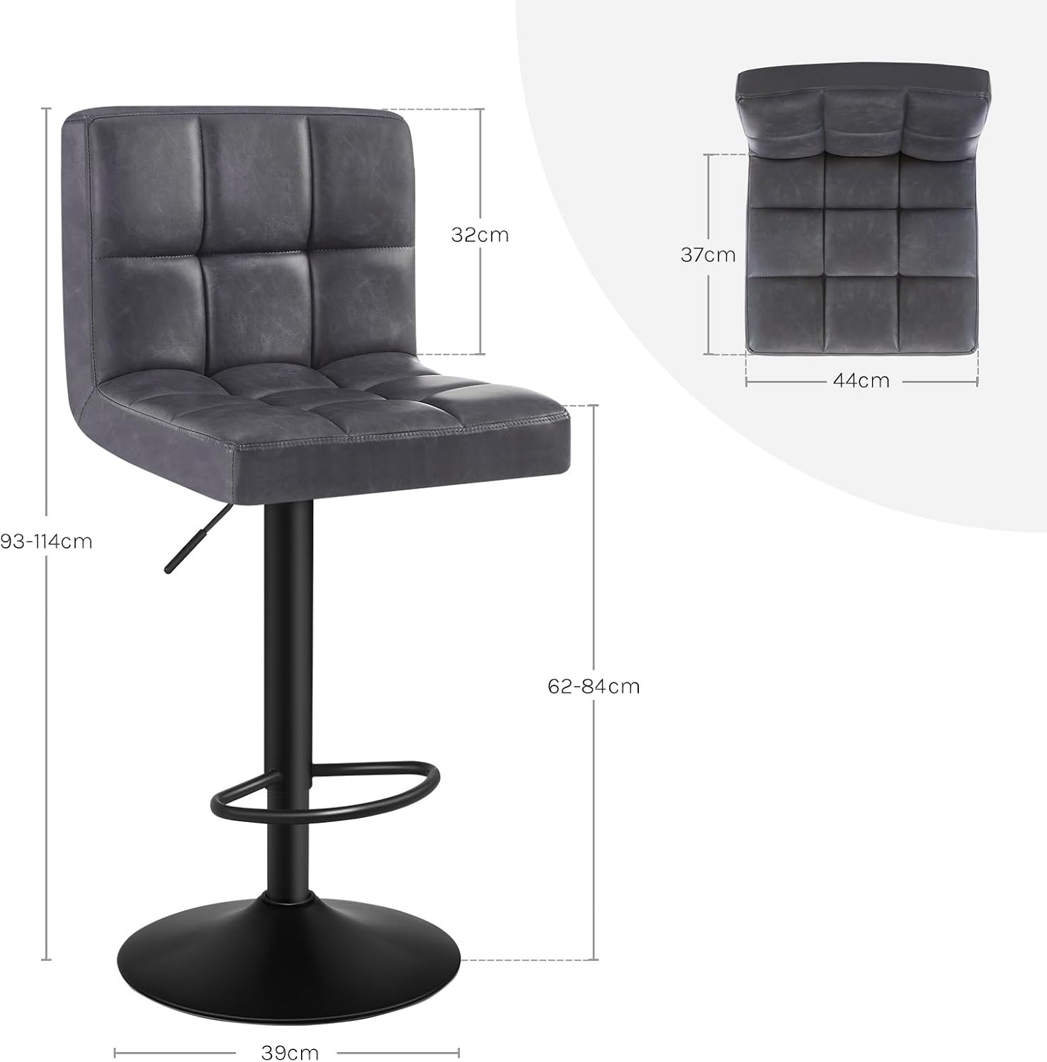 Detalle de WOLTU Barhocker 2er Set Höhenverstellbar 150 kg