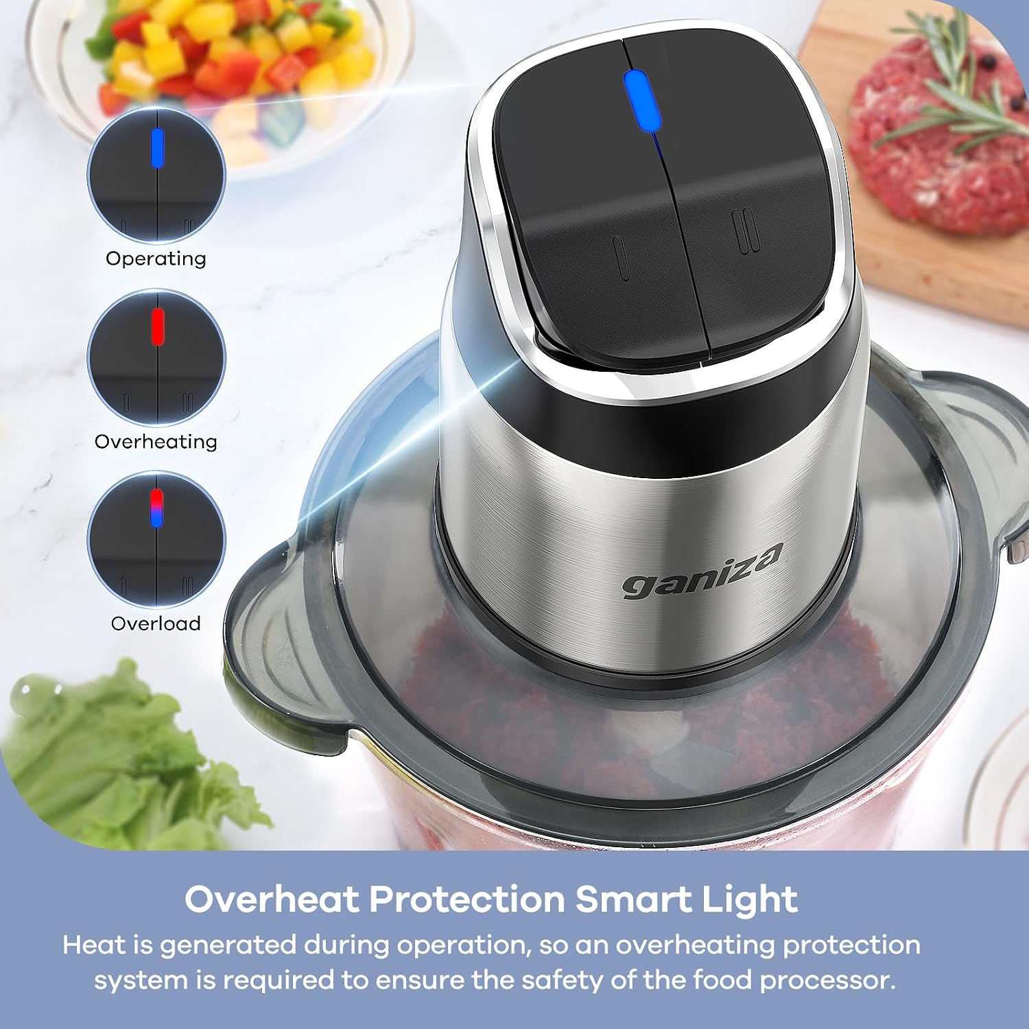 Detalle de Ganiza Food Processor with 8-Cup Bowls