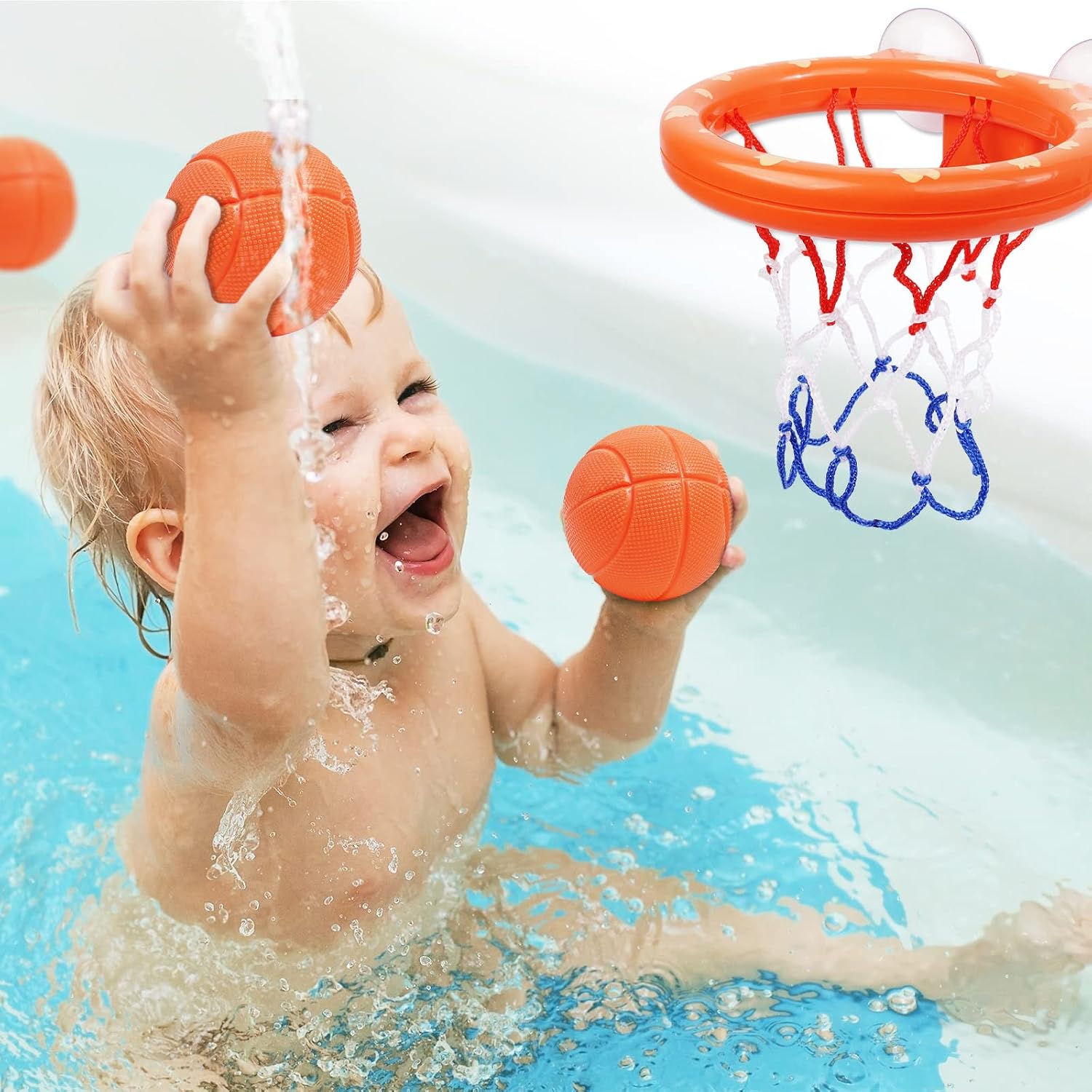 Detalle 1 de Vicloon Baby Badewannenspielzeug Mini Basketballkorb 5 Bälle