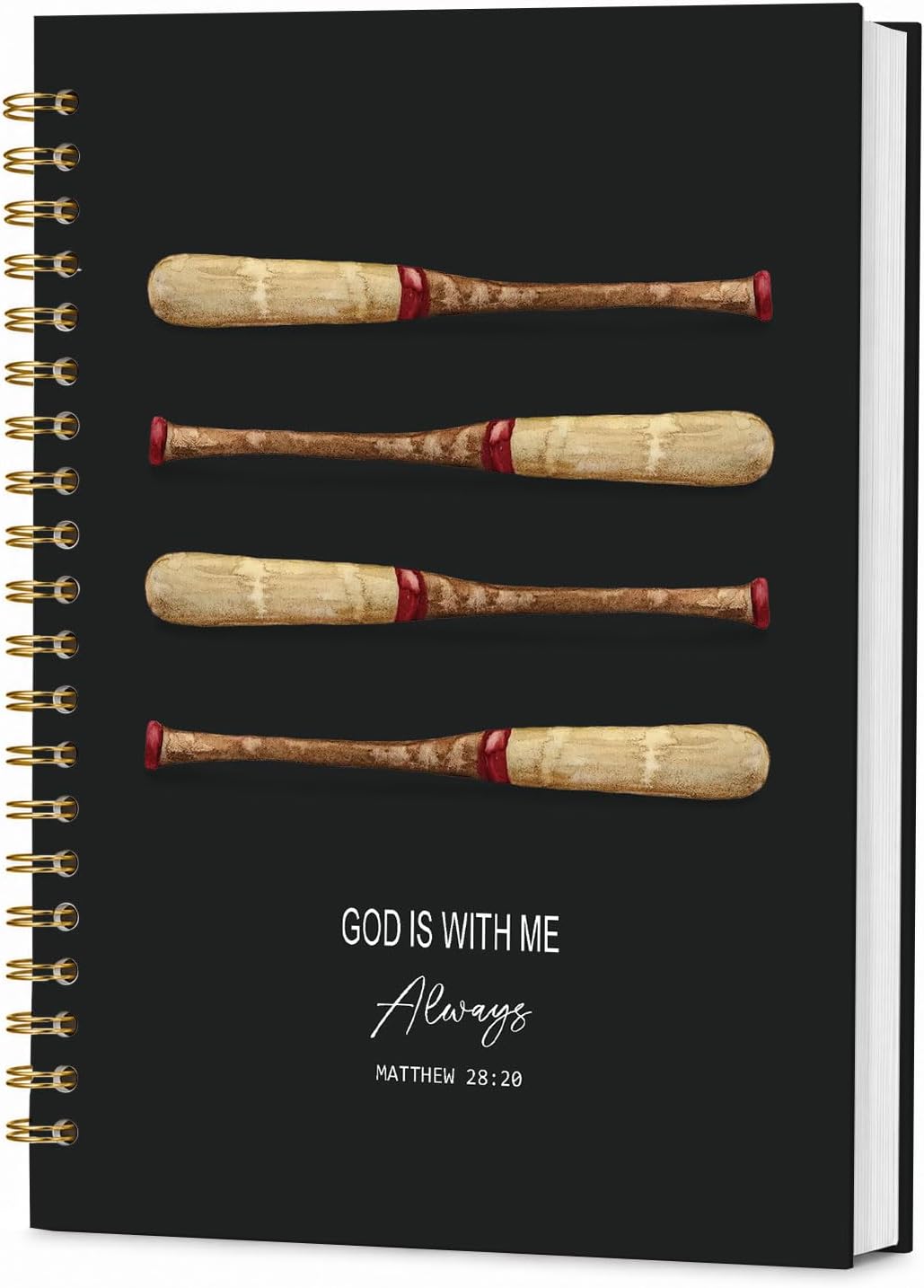 KDHTY Christian Baseball Notebook, 80 Pages, Black, 8 x 5 Inches