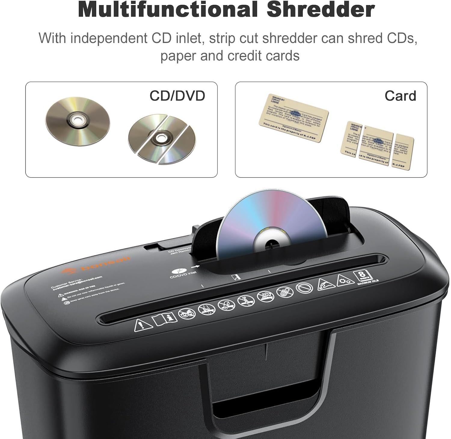 Detalle de bonsaii S120-C 8-Sheet Strip-Cut Paper Shredder with 3.4-Gallon Bin