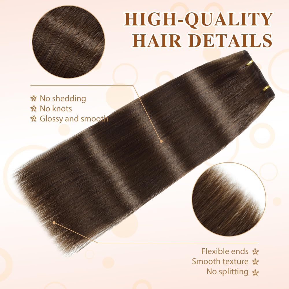 Detalle 2 de HotLulana Extensiones Clip de Pelo Natural Castaño 14"