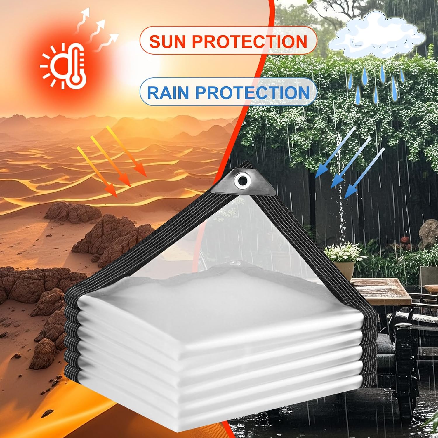 Thumbnail 6 de Clear Tarps Heavy Duty Waterproof 8x8ft Clear Tarp (14Mil) with Grommets and Reinforced Edges