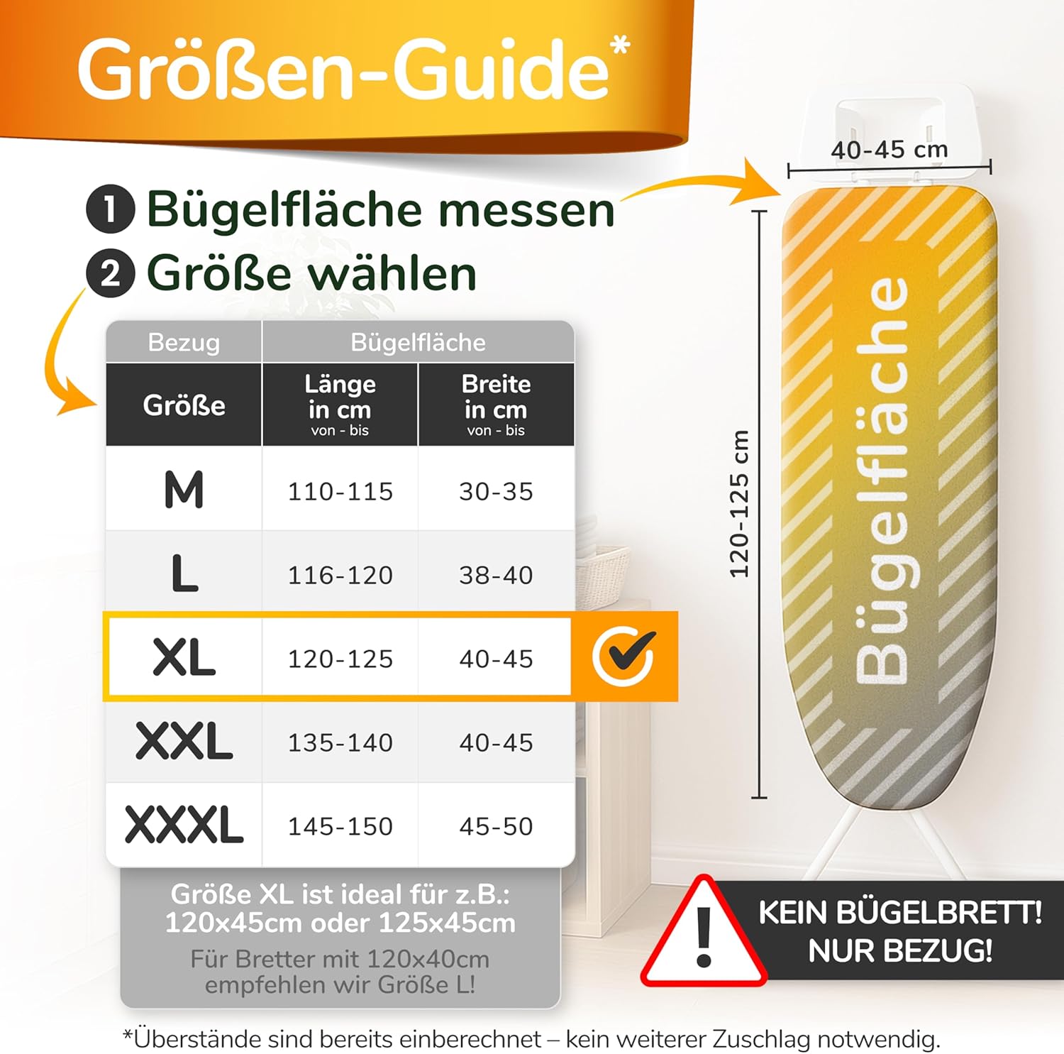 Thumbnail 1 de Super Soft 5 Schichten Turbo-Bügelbrettbezug 120x45 (Made in Germany, Öko-Tex) – XL kompatibel