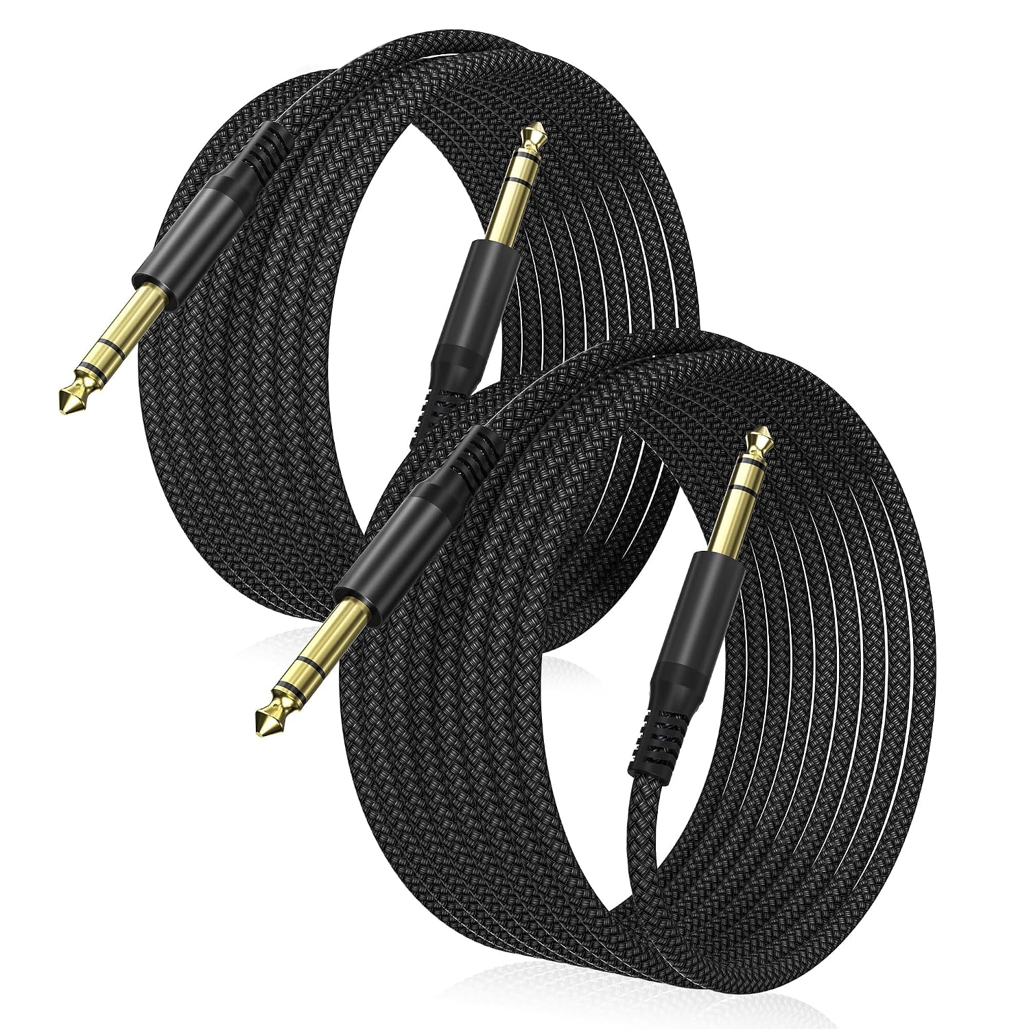 Detalle de Elebase 6,35 mm TRS Gitarrenkabel (3 m) – 2er-Set mit 6,3 mm Klinke für Gitarre, Bass & Keyboard
