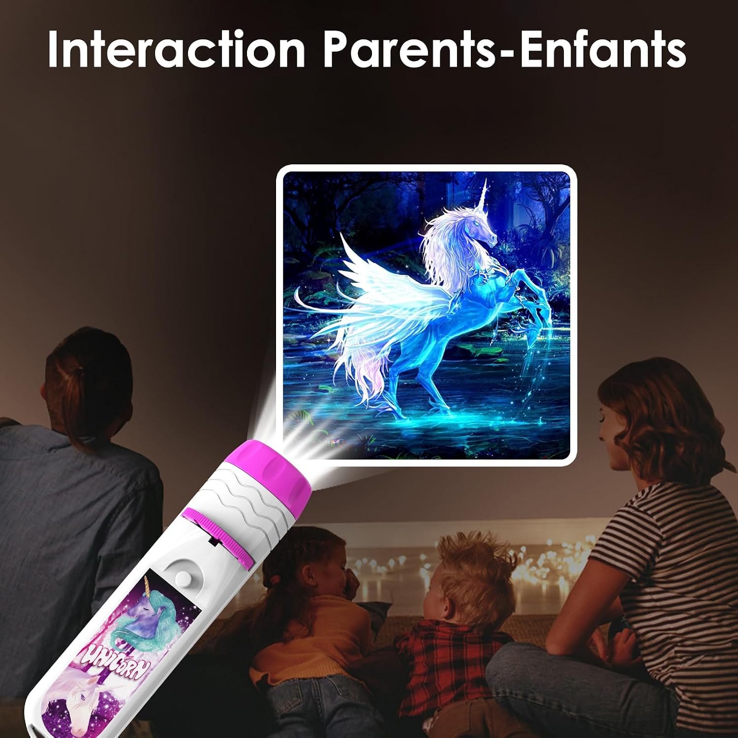 Detalle de Pup Go Lampe torche projecteur licorne pour enfant dès 3 ans – veilleuse à images et 3 disques (24 images)
