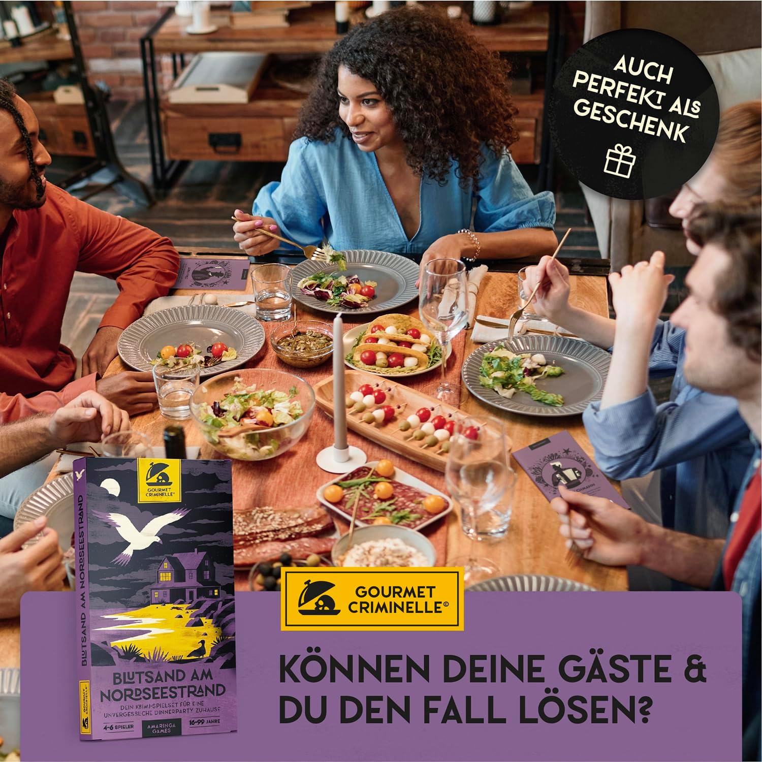 Detalle de Gourmet Criminelle Krimidinner für zuhause: Mysteriöser Mordfall „Blutsand am Nordseestrand“ (4–6 Personen) ab 16