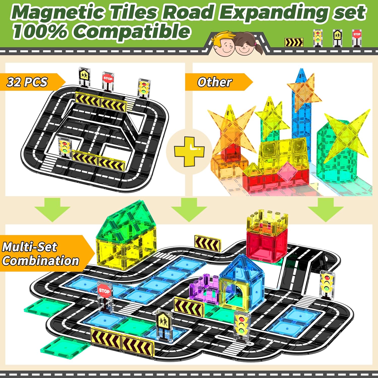 Thumbnail 3 de Goodtiles Magnetic Tiles Road Expansion Set 🚂