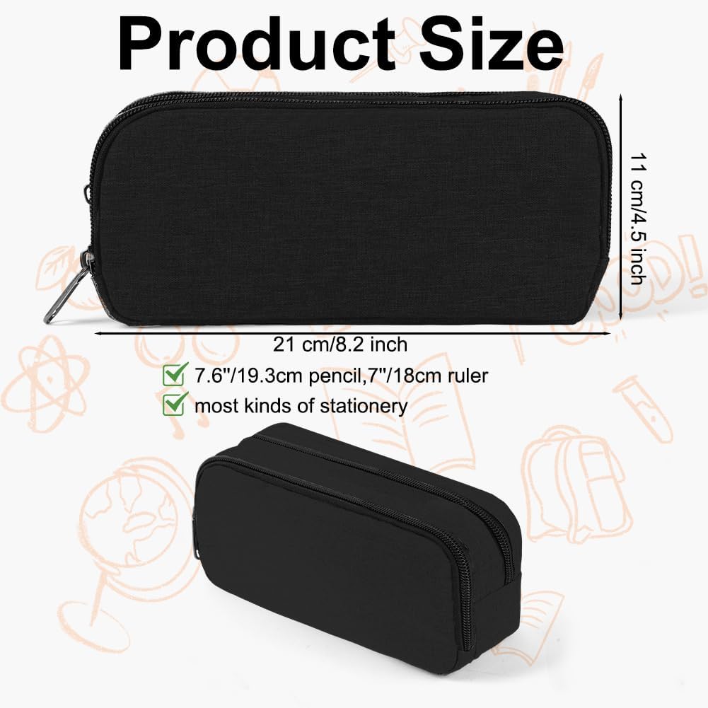 Detalle de OFFCUP Pencil Case for Large Capacity – Black, 2-Compartment Oxford Cloth Pouch