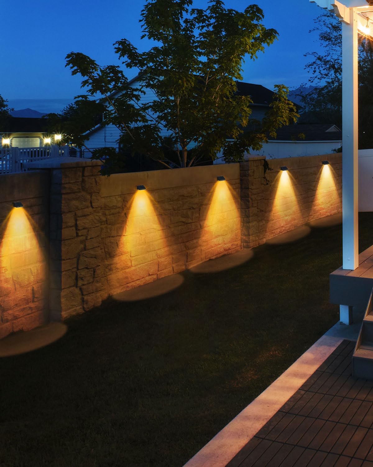 Thumbnail 6 de Delaiglow Solar Fence Lights Outdoor 8 Pack: Warm White 3000K, IP67 Waterproof