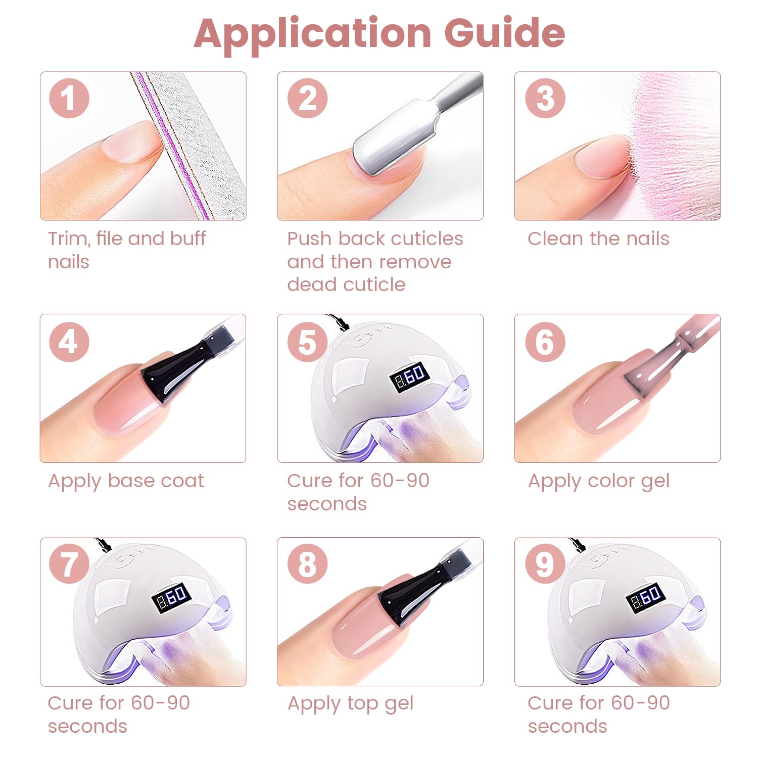 Thumbnail 6 de RARJSM Nude Jelly Gel Nail Polish (Gray Mauve Pink Neutral Skin Tone) — Sheer Pink 15ml, UV/LED Cured, Home Salon DIY