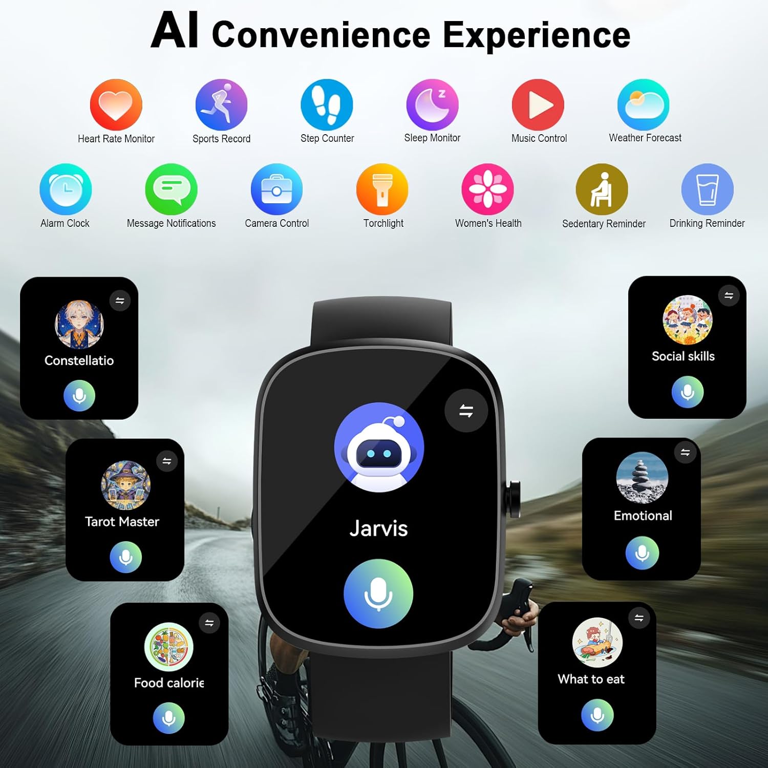 Thumbnail 6 de Montre connectée IA 1,91" étanche IP68 pour homme/femme avec appel Bluetooth, podomètre et ChatGPT