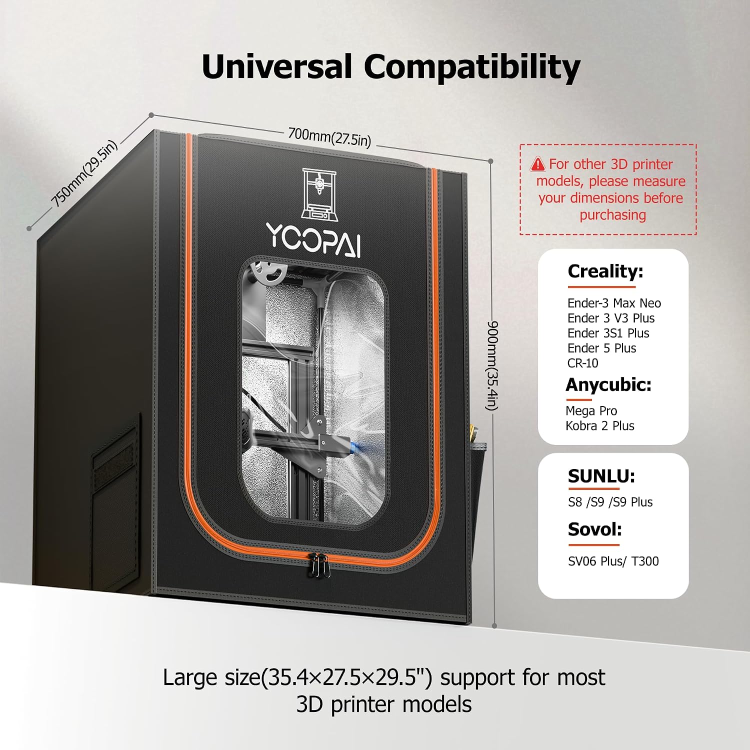 Detalle de YOOPAI Enclosure-L-01 3D-skrivarfodral, 750 x 700 x 900 mm utan LED