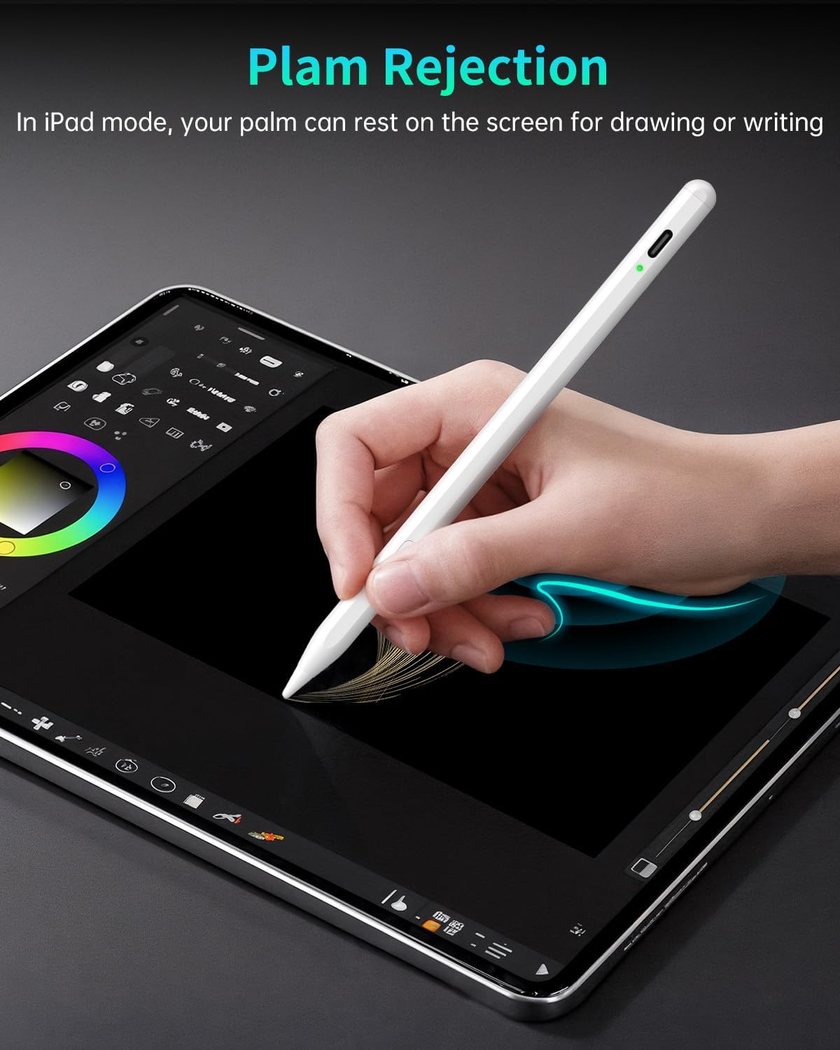 Detalle 1 de MEKO Universal Stylus Pen for iPhone, Android, iPad & iWatch (Dual-Mode Active Stylus, USB-C Fast Charge) — White
